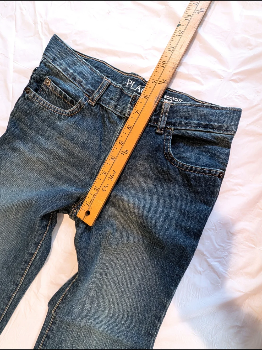 The Children's Place Boy 7 Husky Bootcut Jeans Med Wash Denim adjustable waist
